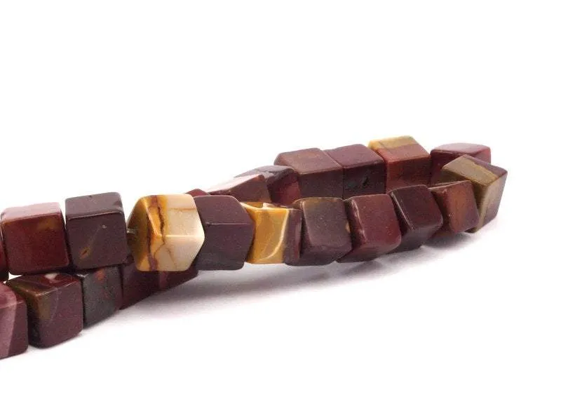 5 Pcs Mookaite Jasper 8mm Square Gemstone Beads 15.5 inches Full strand T027