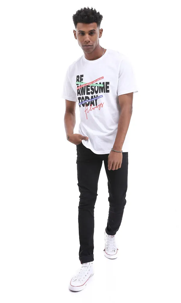 95075 "Be Awesome Today" Printed White Summer Tee