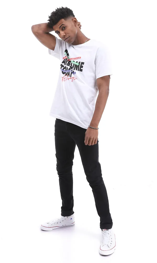 95075 "Be Awesome Today" Printed White Summer Tee