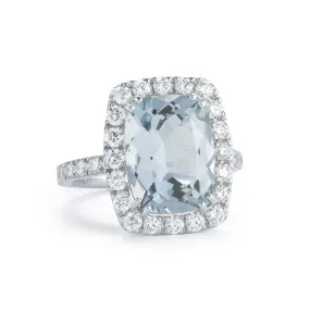 A & Furst - Dynamite - Cocktail Ring with Aquamarine and Diamonds, 18k White Gold