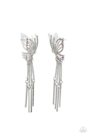 A Few Of My Favorite WINGS White Rhinestone Butterfly Earrings - Paparazzi Accessories