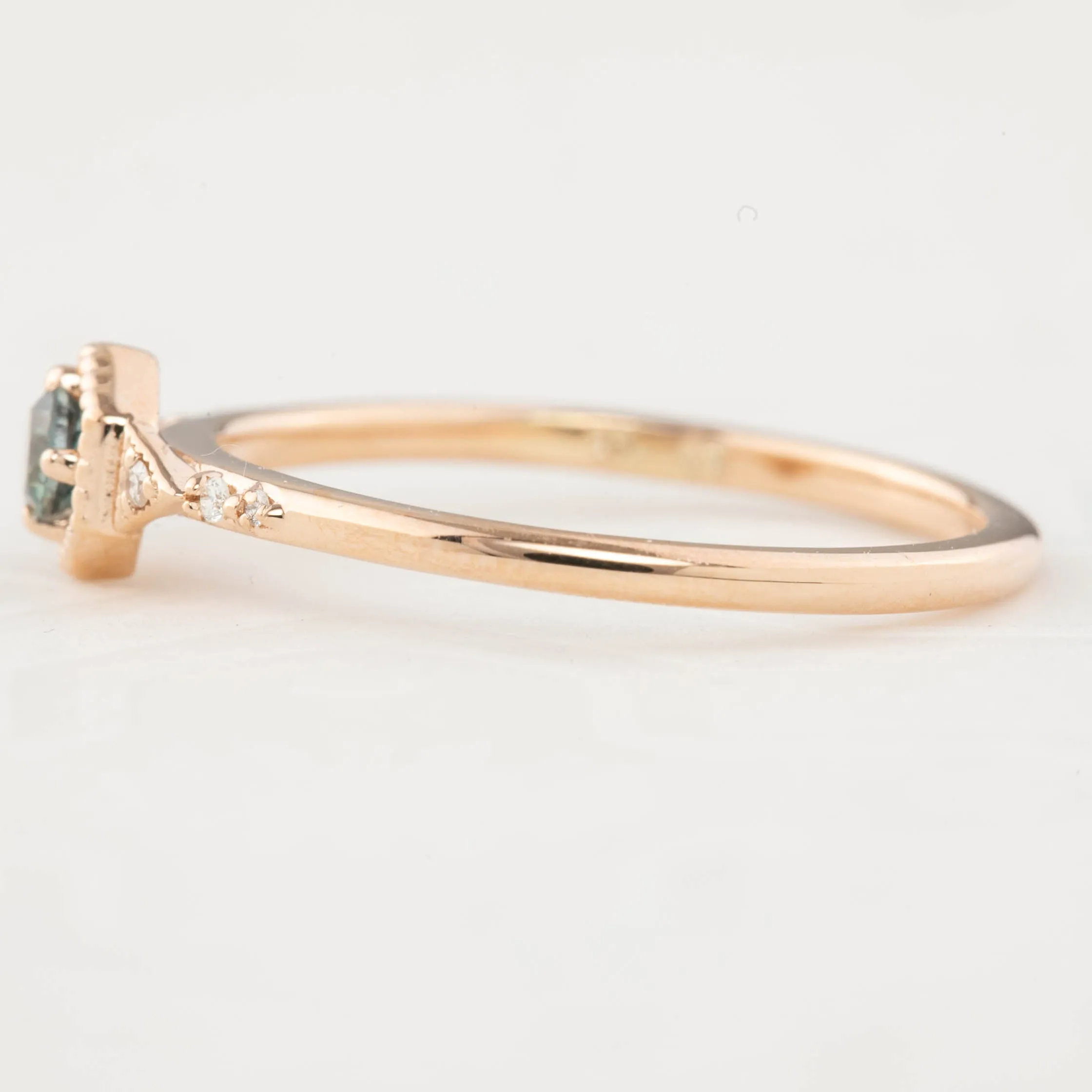 Agatha Hexagon Ring 3mm Montana Sapphire, 14k Rose Gold