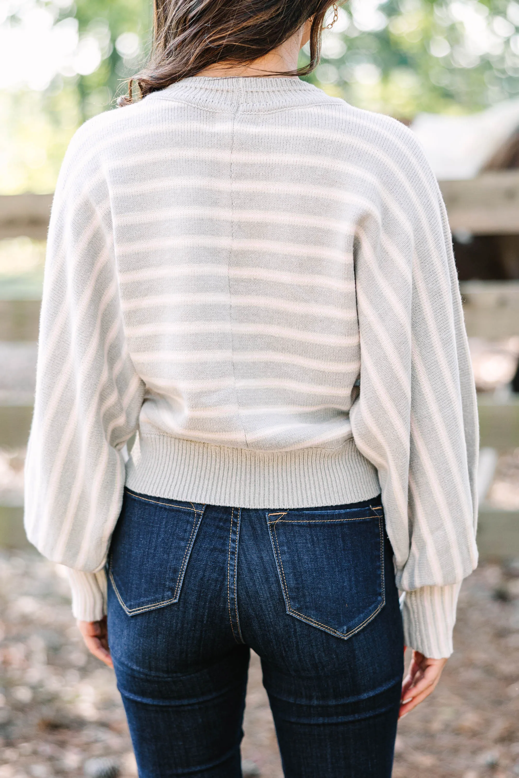 All A Dream Gray Striped Sweater