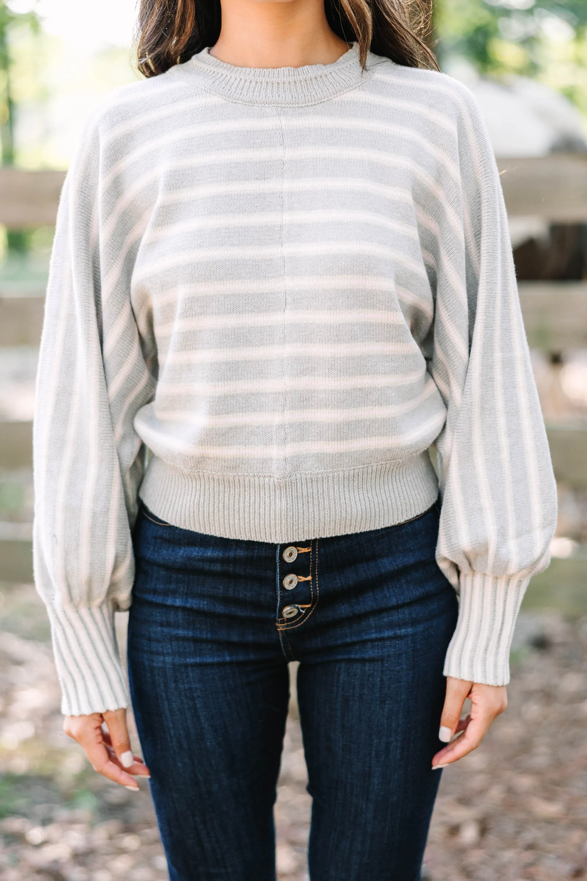 All A Dream Gray Striped Sweater