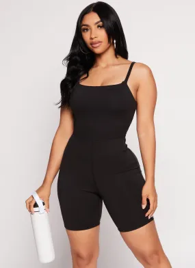 Almost Famous Padded Cami Biker Romper