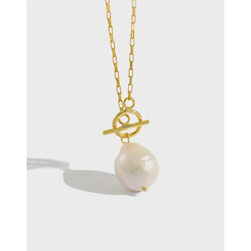 Baroque Pearl Pendant Necklace Sterling Silver