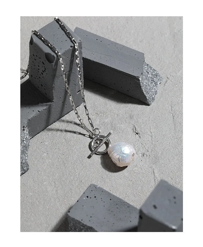 Baroque Pearl Pendant Necklace Sterling Silver