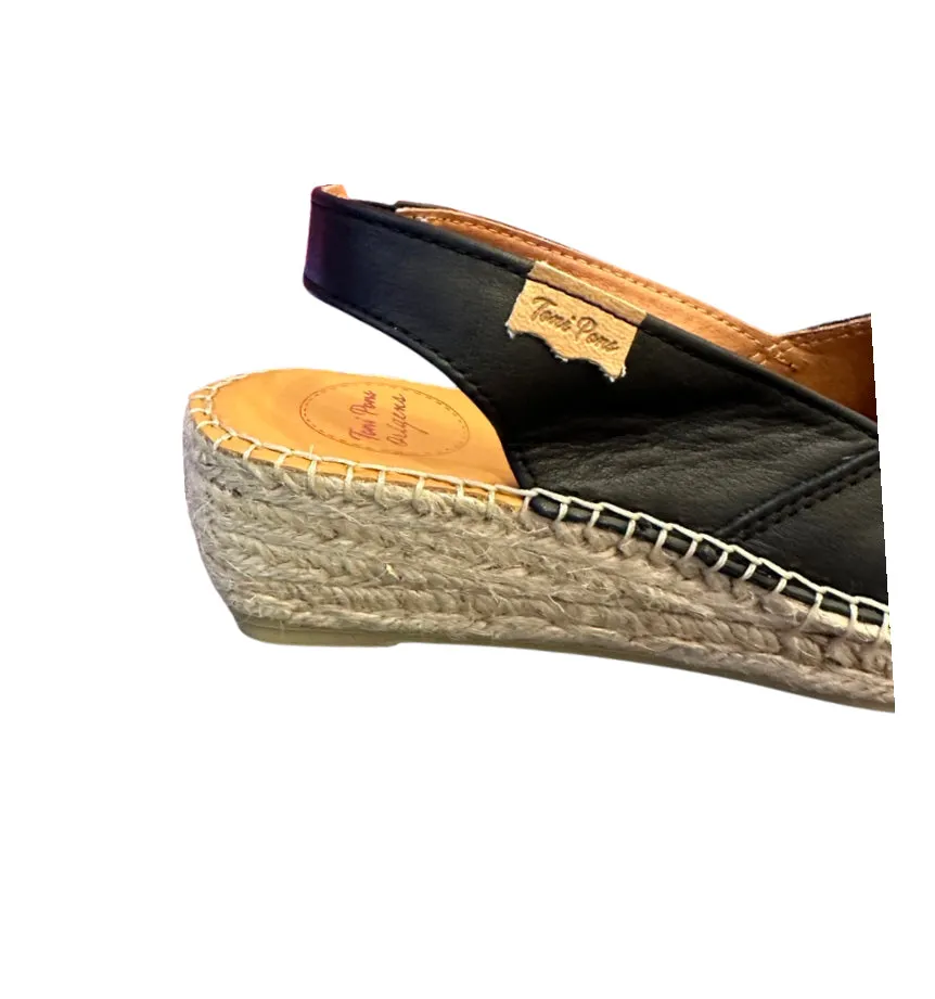 Bernia Black Leather  Espadrille