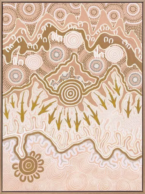 Birrbay Connection Blush Pink Aboriginal Wall Art