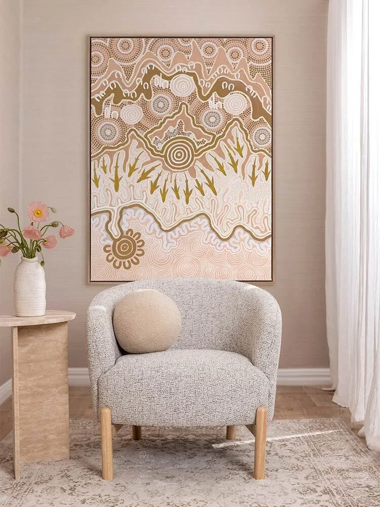 Birrbay Connection Blush Pink Aboriginal Wall Art