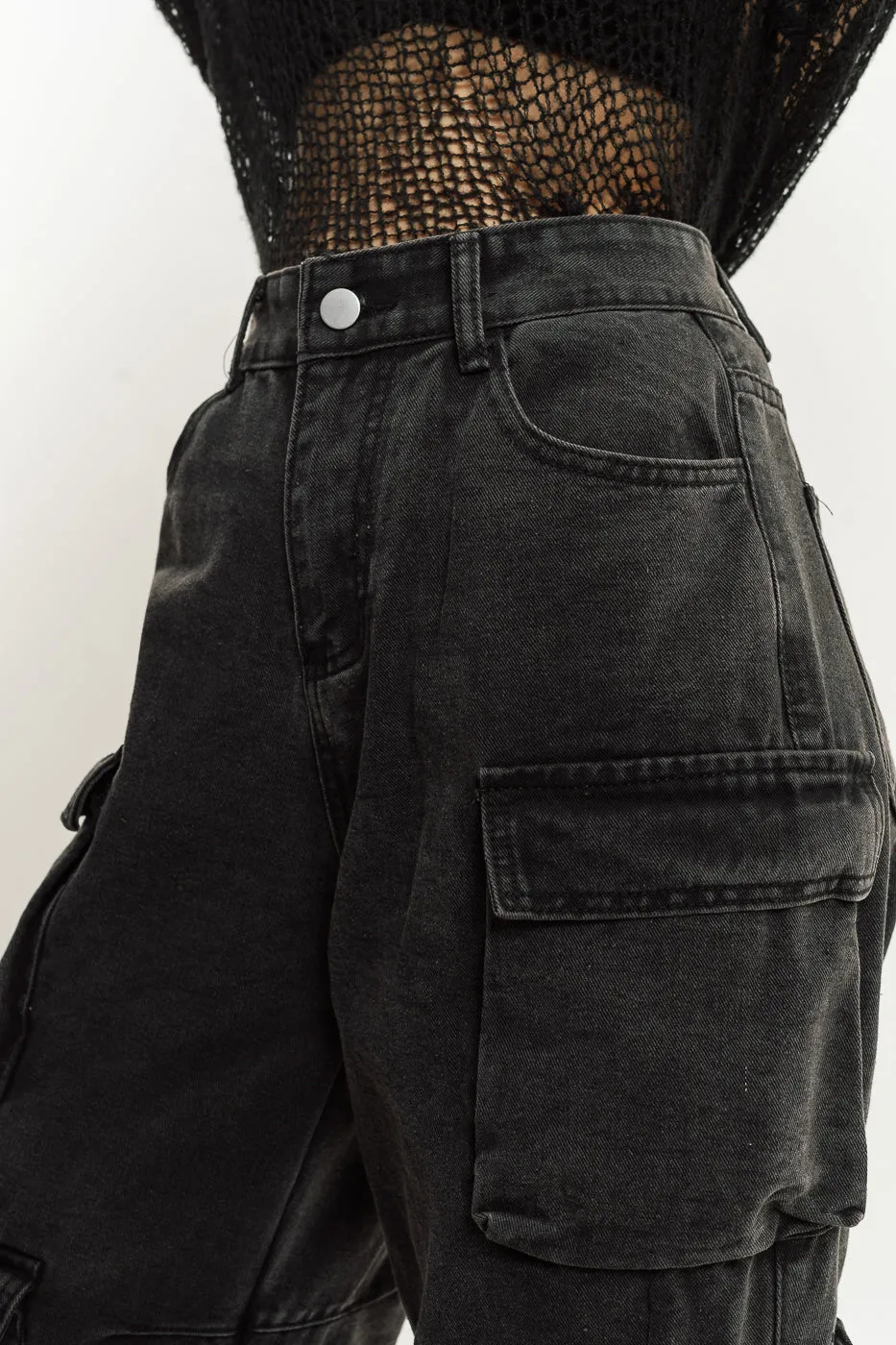 Black Street Style Cargo Jeans