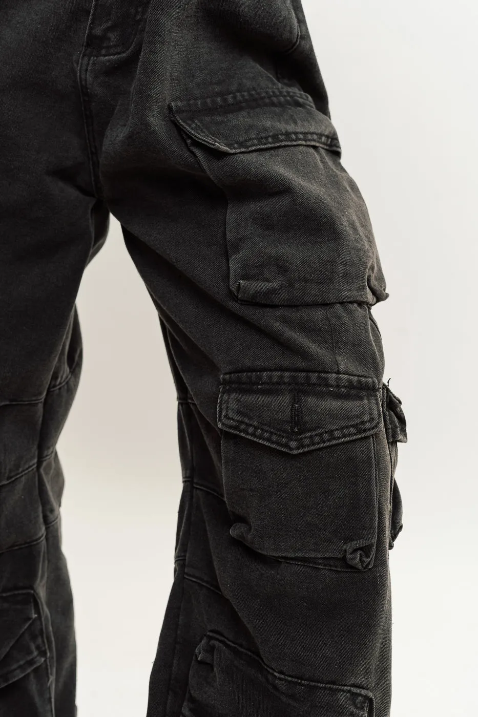 Black Street Style Cargo Jeans