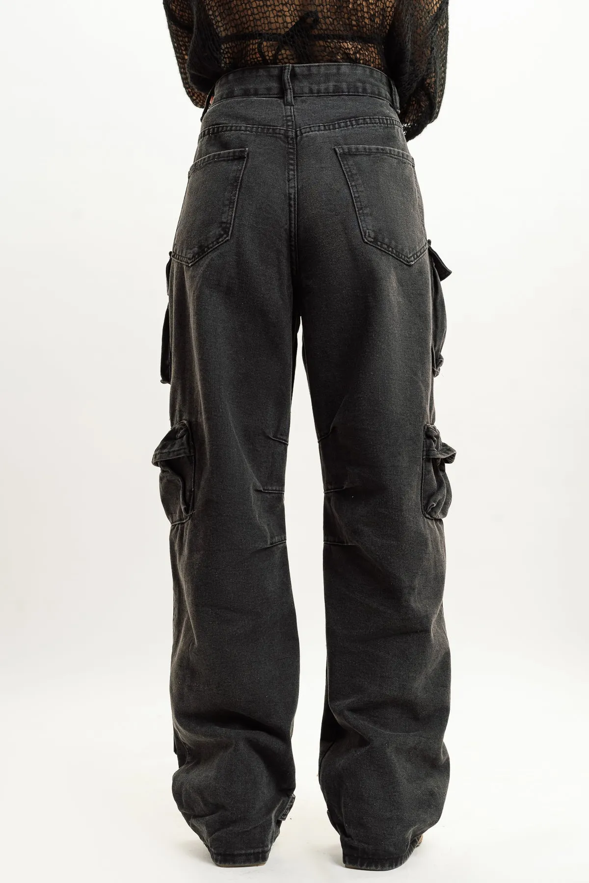 Black Street Style Cargo Jeans