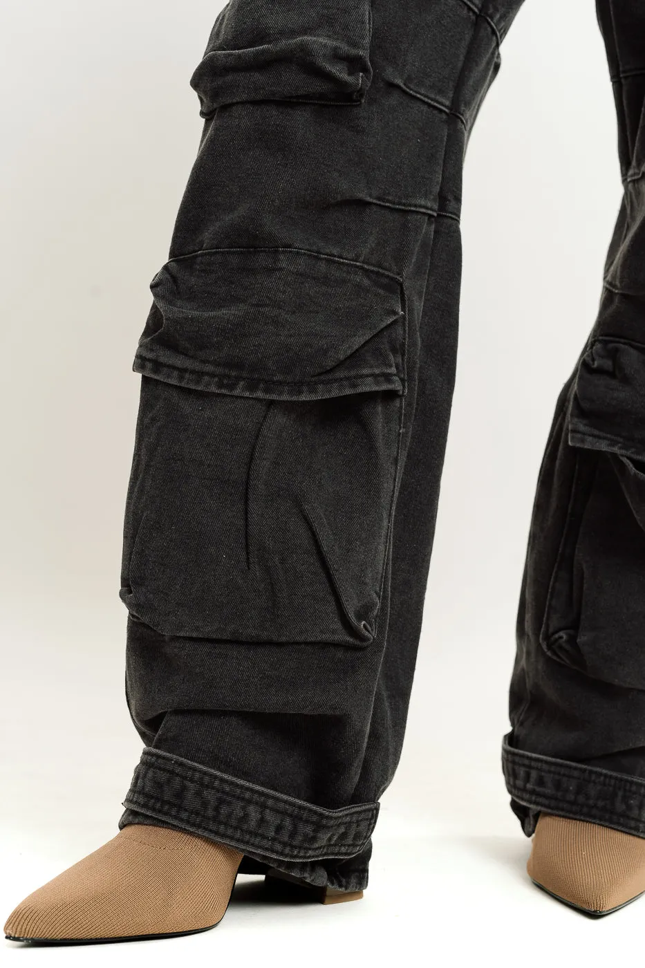 Black Street Style Cargo Jeans