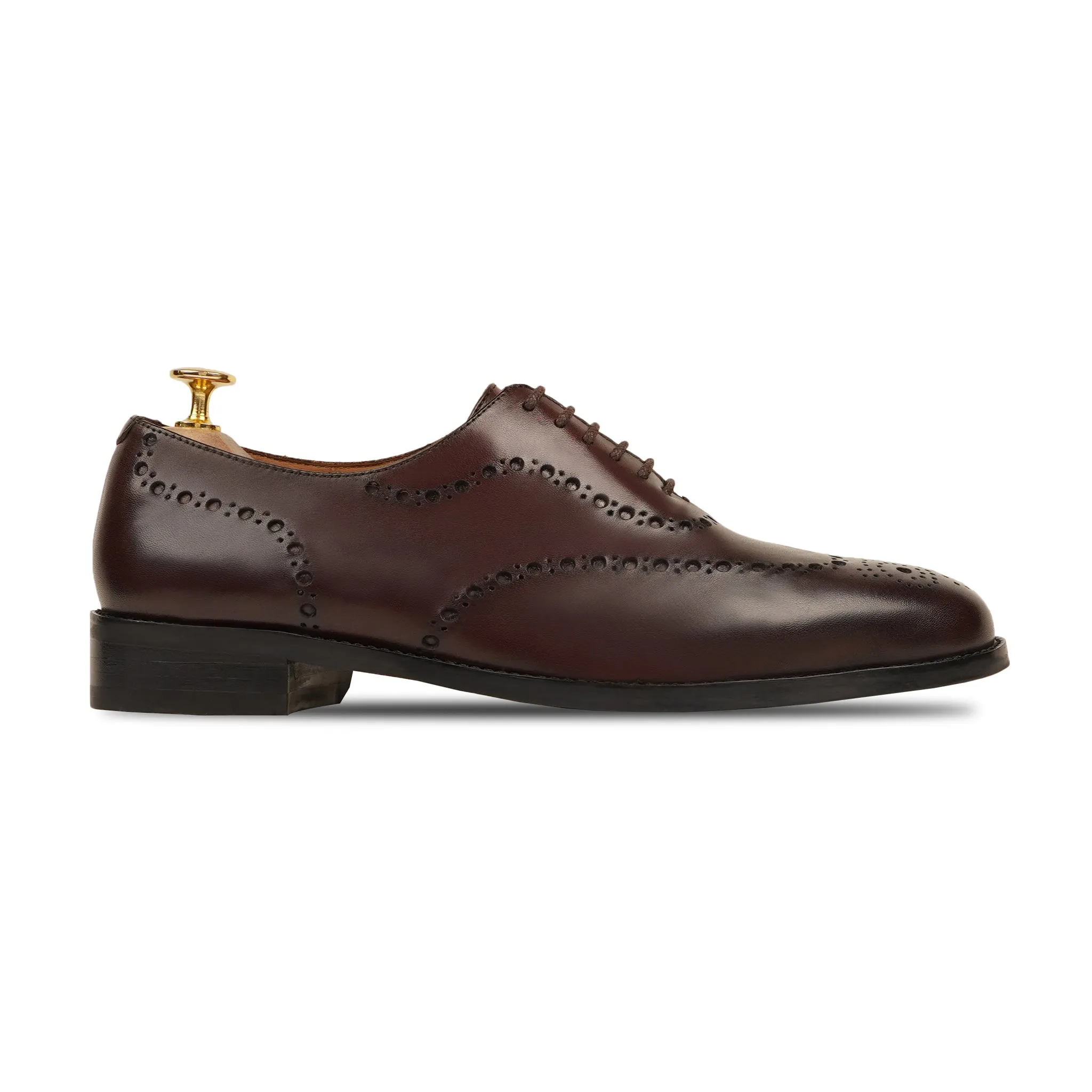 Bristol - Men's Dark Brown Calf Leather Wholecut Shoe