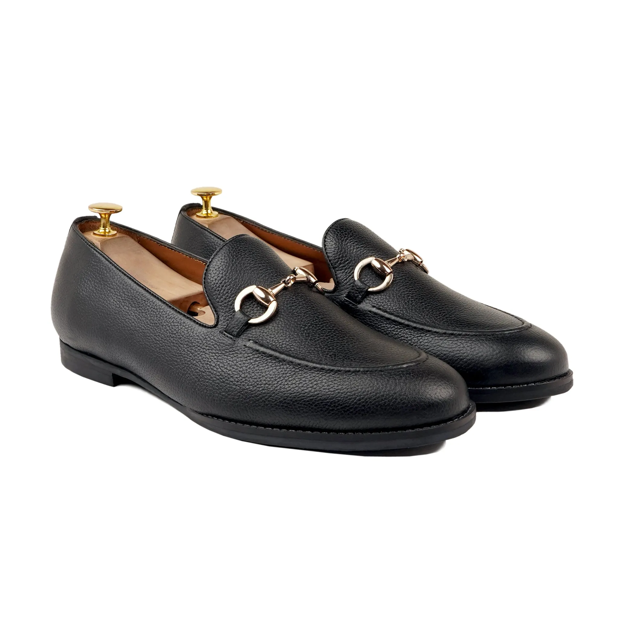 Byron - Men's Black Pebble Grain Loafer