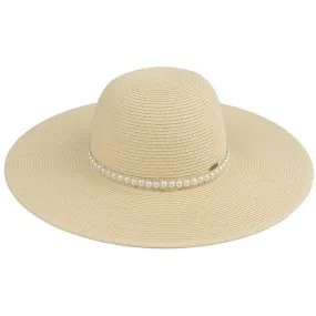 C.C Pearl Trim Band Straw Panama Hat