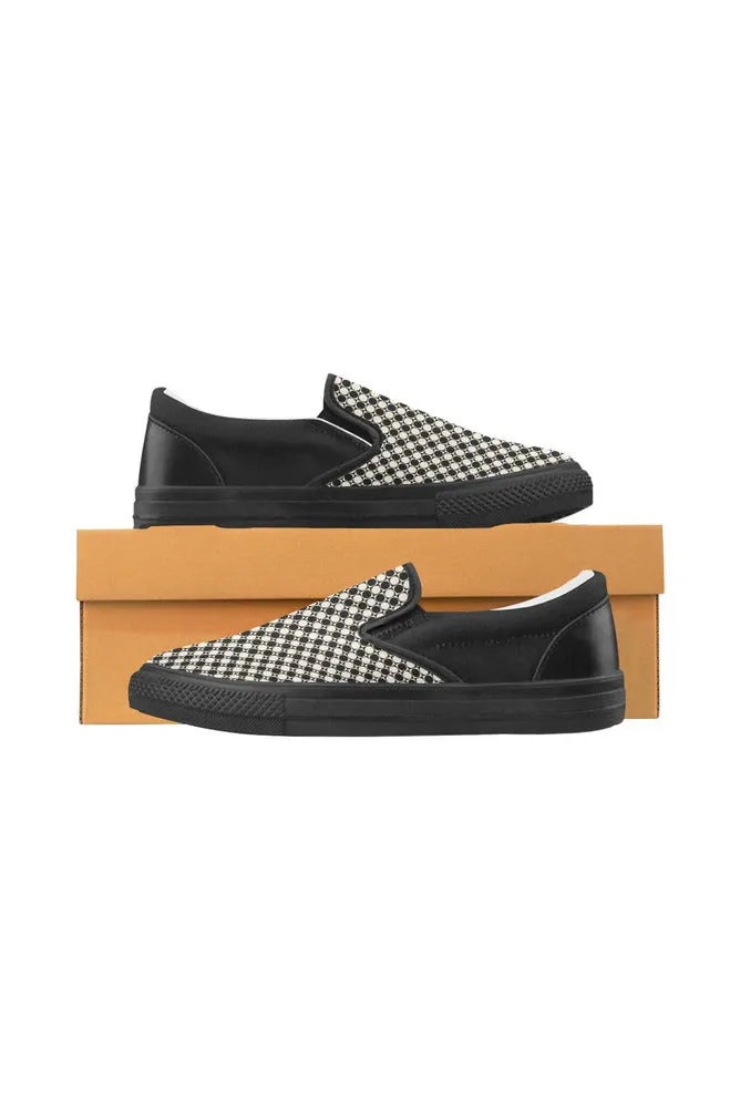 Circle in Squares Men's Slip-on Canvas Shoes (Model 019)