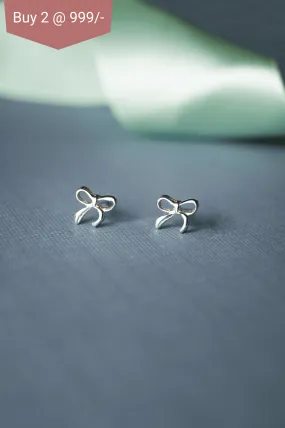 Delicate Bow Sterling Silver Mini Stud Earrings