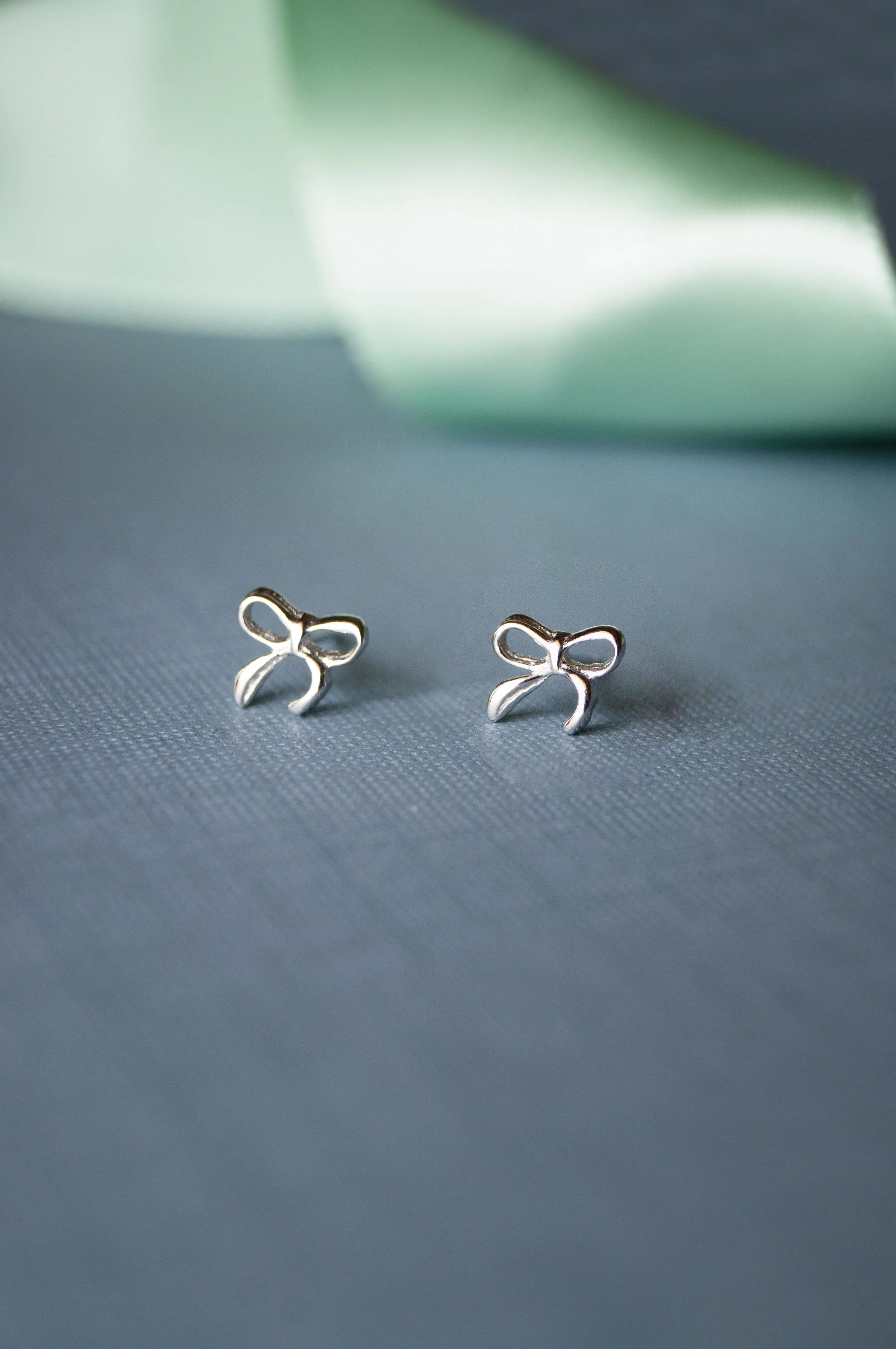 Delicate Bow Sterling Silver Mini Stud Earrings