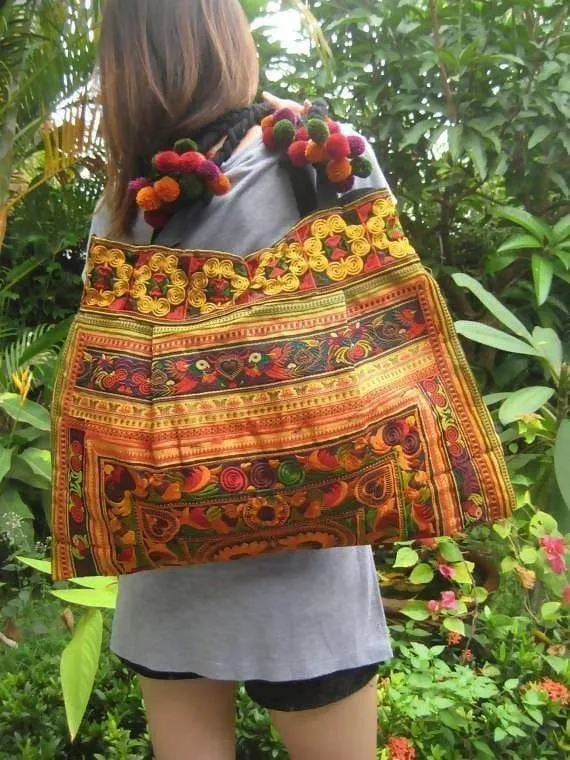 Ethnic Hmong Hobo Boho Vintage style Tote Thai Shoppers Shoulder Tote Bag