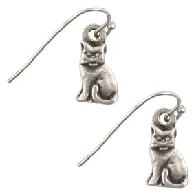 Finished Jewelry-Tiny Cat-Ear Wire Ball Earrings-Antique Silver-One Pair