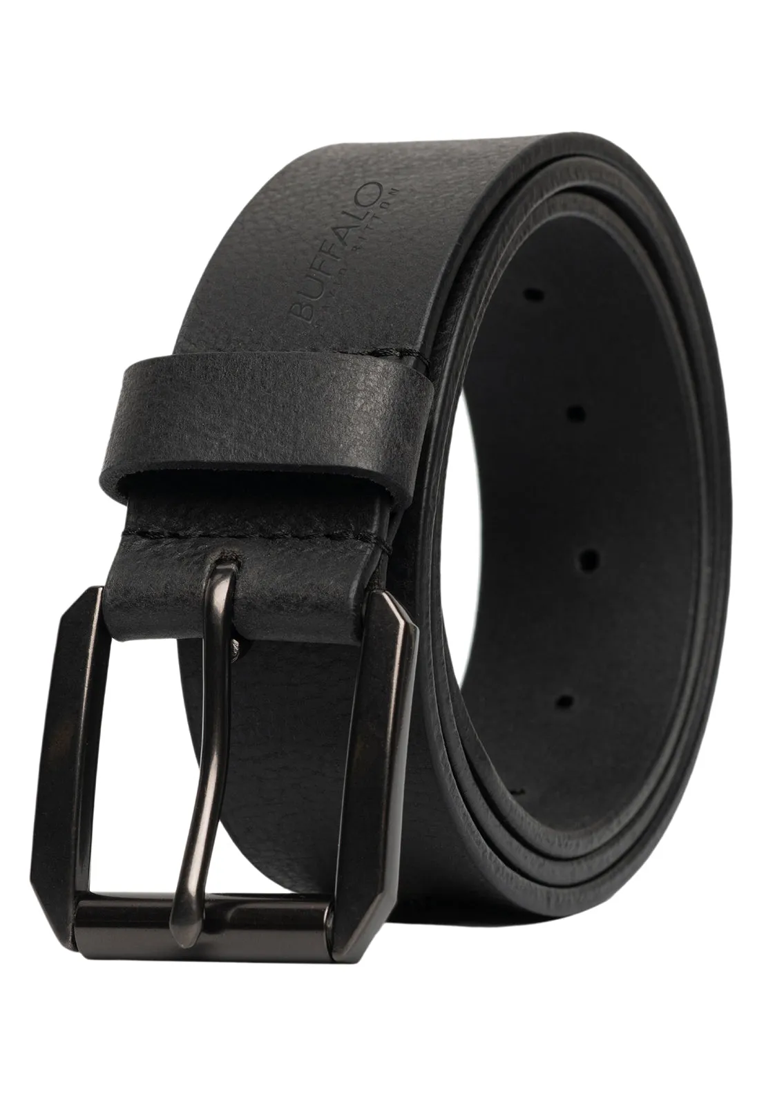 Full Grain Black Buffalo Leather Belt with Blackened Finish - BB1004C04