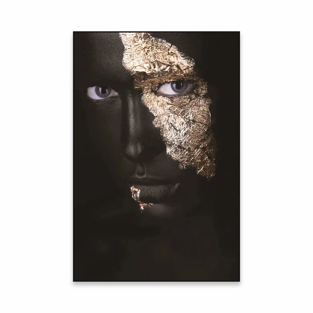 Golden Girl Fashion Wall Art Fine Art Canvas Prints Modern Abstract Portrait Pictures For Living Room Bedroom Boutique Salon Art Decor