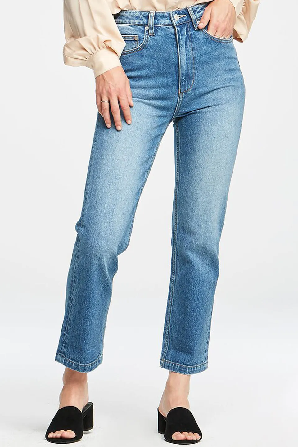 High Straight Relaxed Mom Mid blue Fervour Denim Jeans