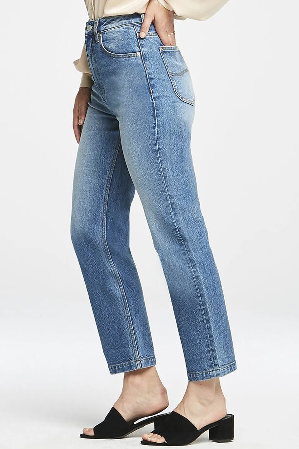 High Straight Relaxed Mom Mid blue Fervour Denim Jeans