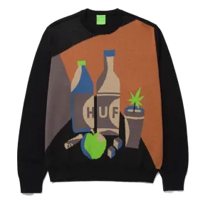 HUF PULL STILL LIFE CREW BLACK