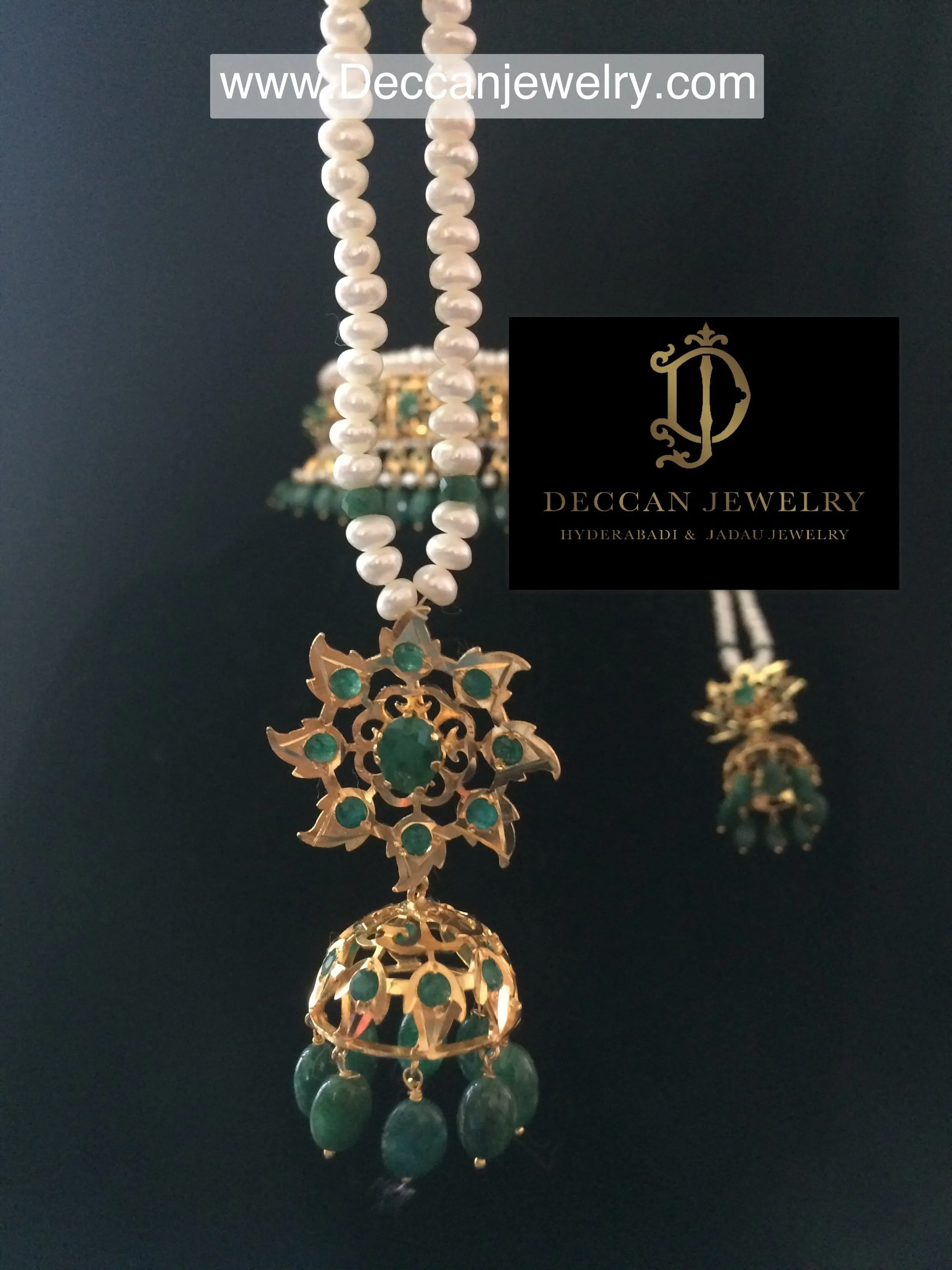 Jadavi lacha in emeralds and fresh water pearl ( SHIPS IN 4 WEEKS)