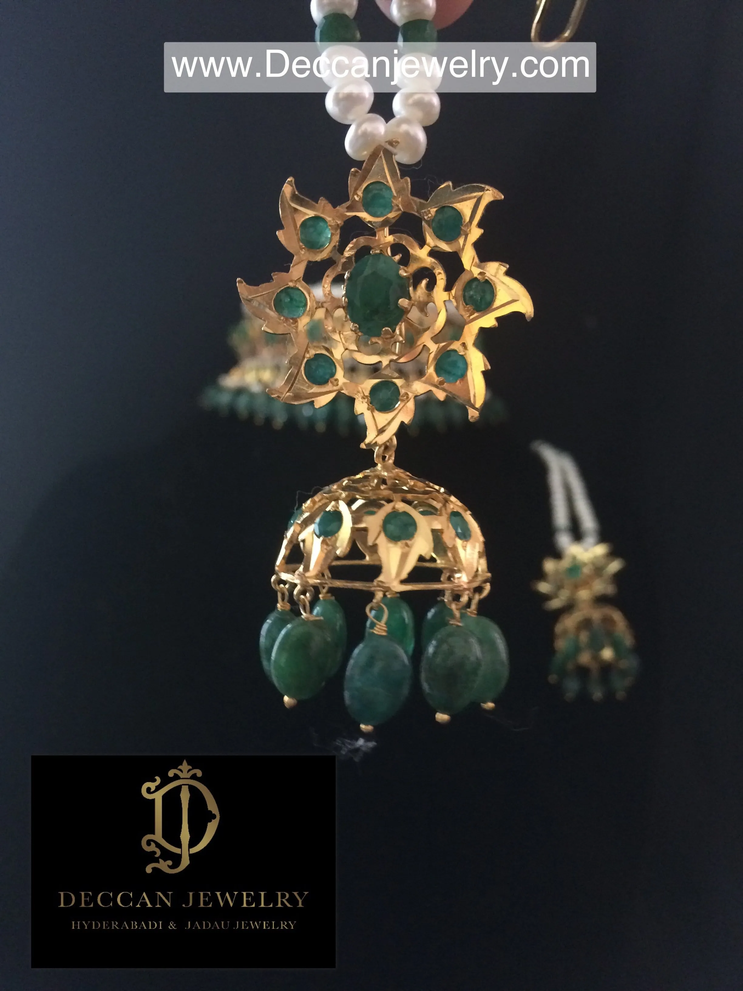 Jadavi lacha in emeralds and fresh water pearl ( SHIPS IN 4 WEEKS)