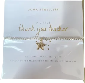 Joma Jewellery Silver & Gold A Little 'thank You Teacher' Bracelet One Size