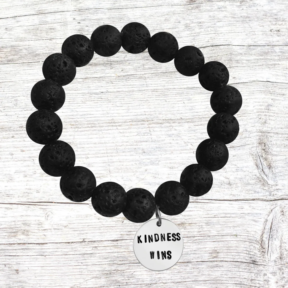 Kindness Wins Bracelet with Lava Stone