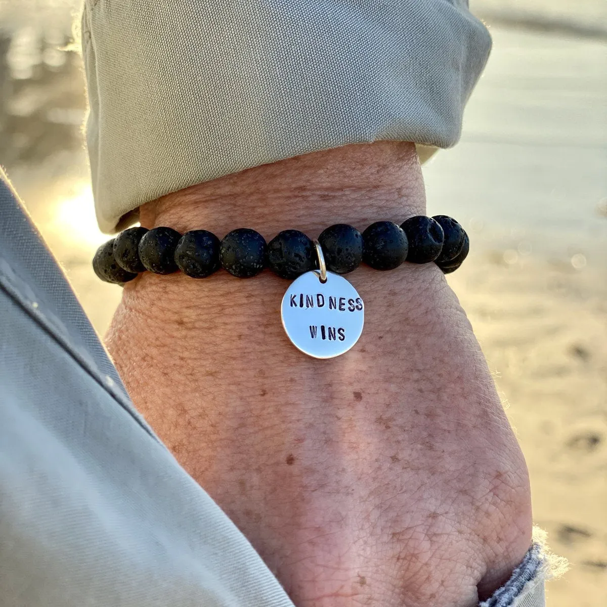 Kindness Wins Bracelet with Lava Stone