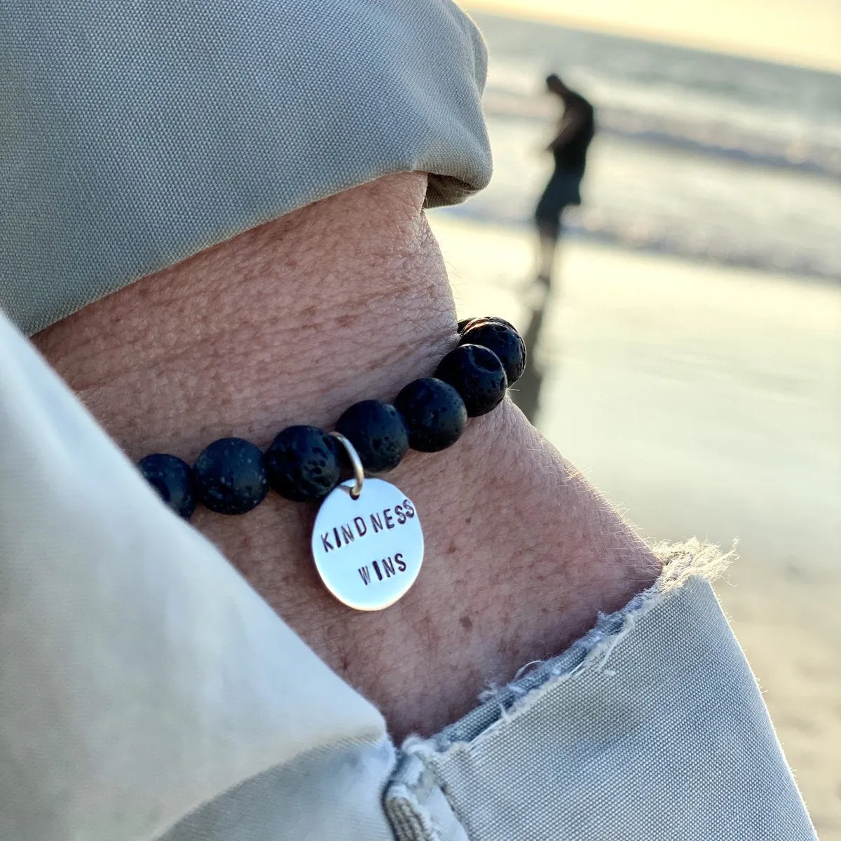 Kindness Wins Bracelet with Lava Stone