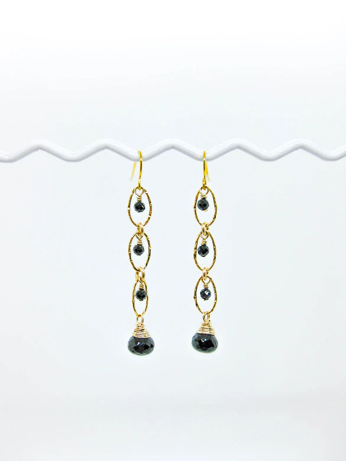 Lilac: Black Spinel Earrings - e618