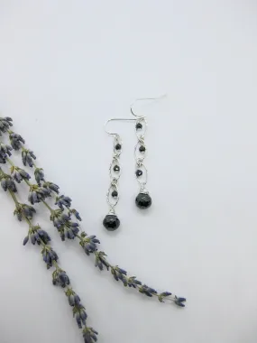 Lilac: Black Spinel Earrings - e618