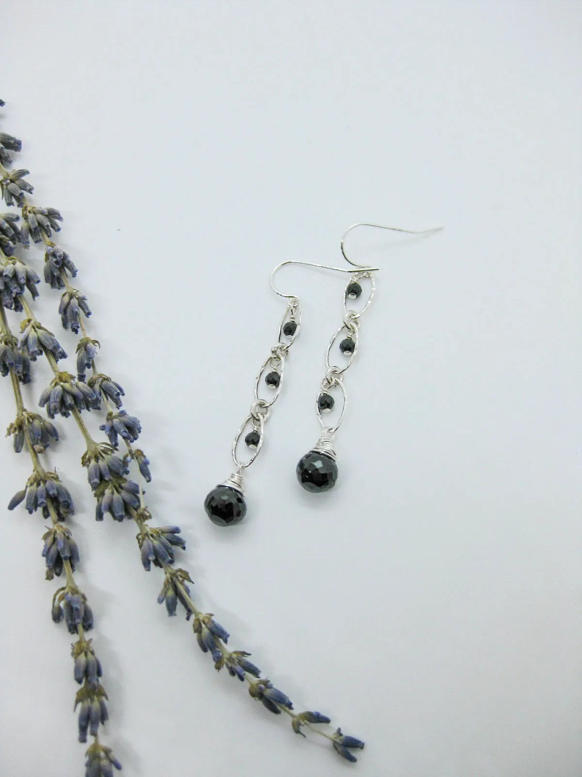 Lilac: Black Spinel Earrings - e618