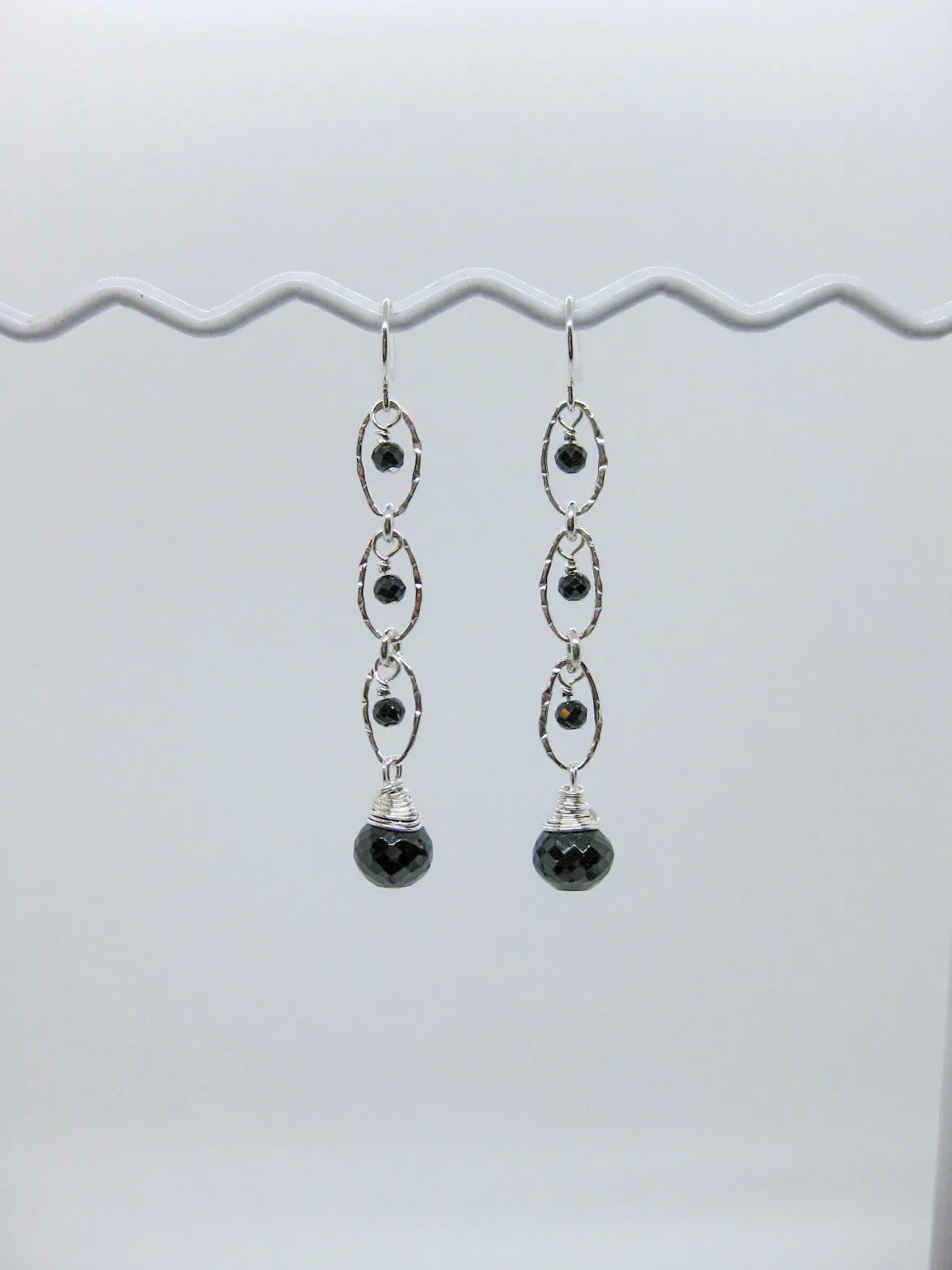 Lilac: Black Spinel Earrings - e618