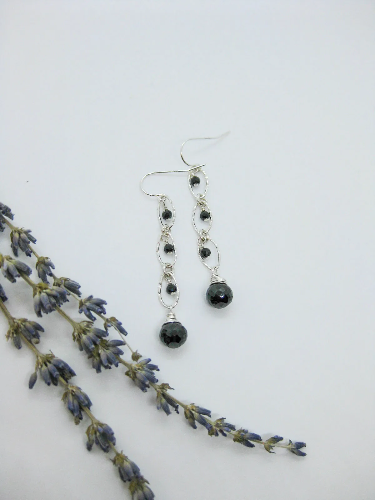 Lilac: Black Spinel Earrings - e618