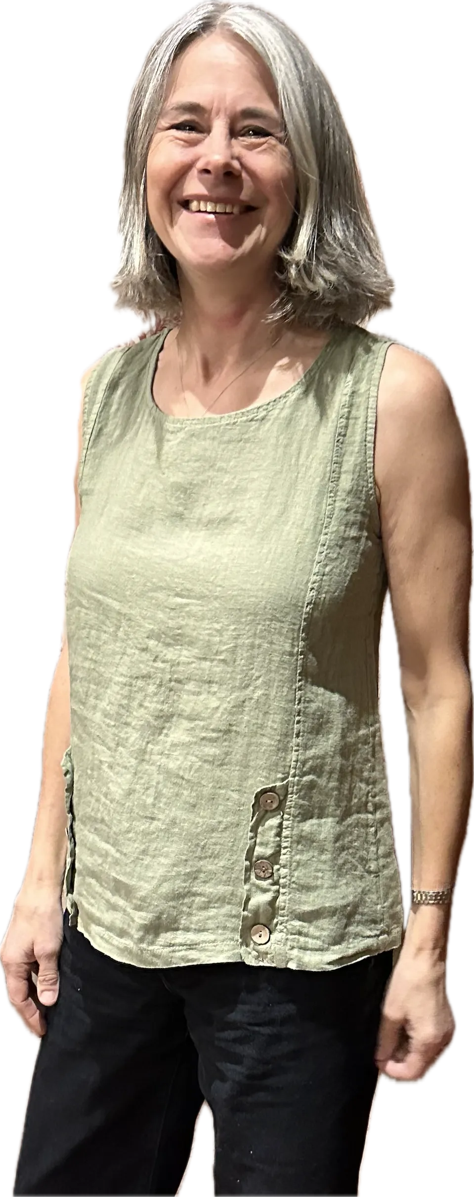 Linen - Tank Top - Green