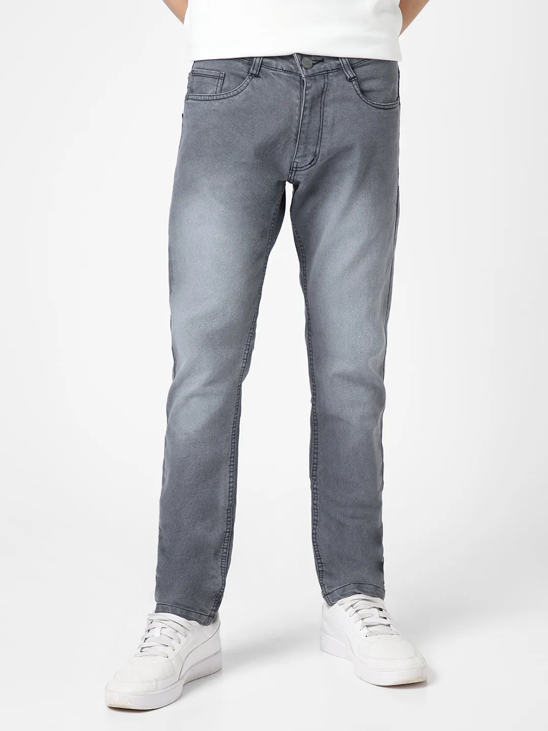 Men's Grey Slim Fit Stretchable Jeans