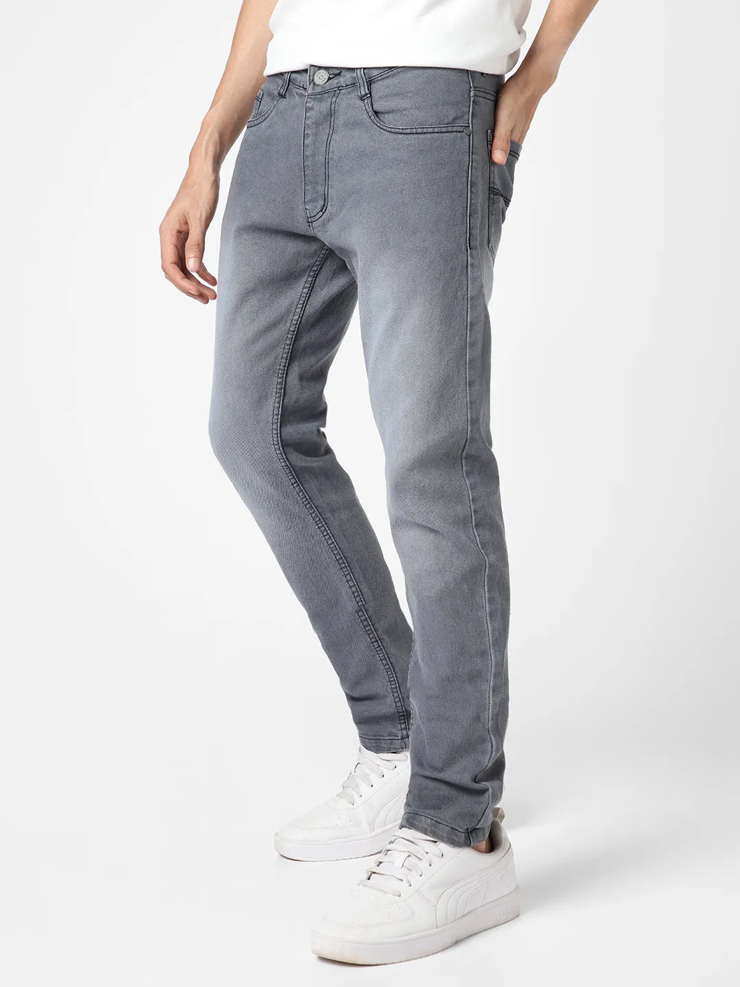 Men's Grey Slim Fit Stretchable Jeans