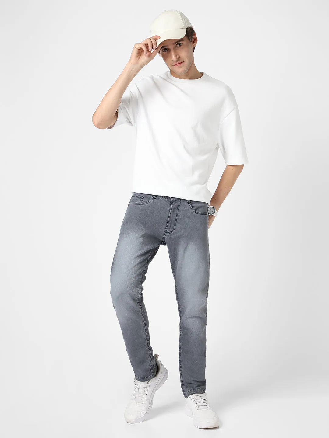 Men's Grey Slim Fit Stretchable Jeans