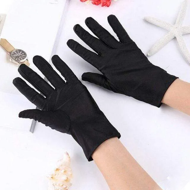 Mens Solid White Performance Gloves Short Waitor Gloves White Black Red Gray Beige Men Manner Ceremonial Gloves For Male