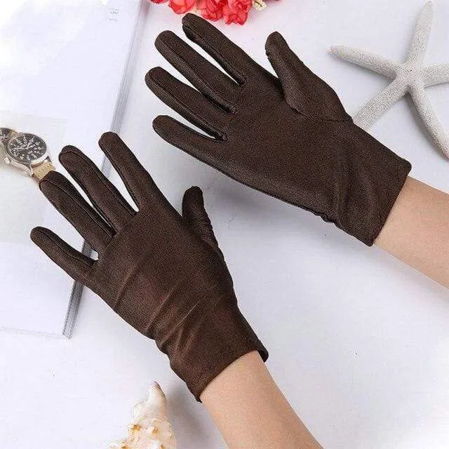 Mens Solid White Performance Gloves Short Waitor Gloves White Black Red Gray Beige Men Manner Ceremonial Gloves For Male