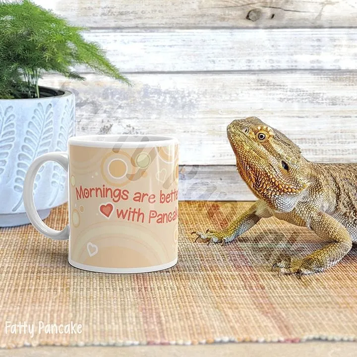 Mornings are Better with Pancakes Bearded Dragon, Cute Reptile Mug