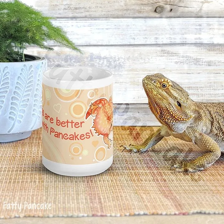 Mornings are Better with Pancakes Bearded Dragon, Cute Reptile Mug